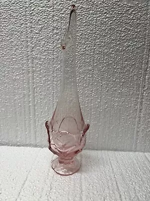 Vintage MCM Pink Swung 4 Cabbage Petal Art Glass Bud Vase 12” Pedestal • $49.99