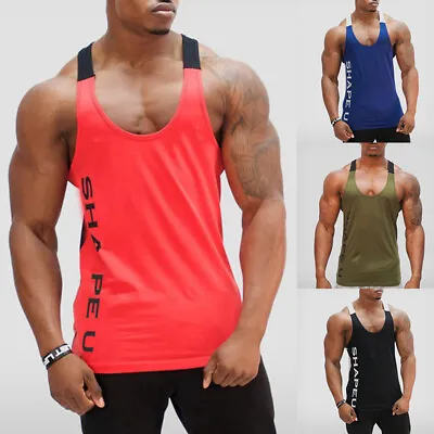 Men Vest Fitness Muscle Tank Tops Sleeveless Workout Gym Sports T Shirt Pullover • $11.89