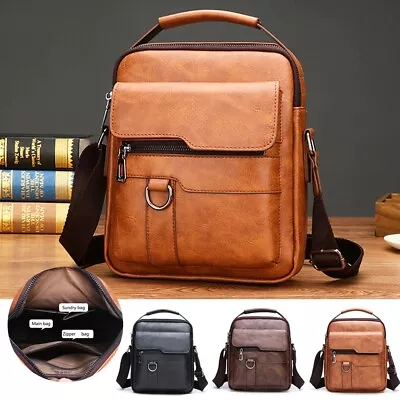 Men's Leather Handbag Shoulder Bag Business Briefcase Crossbody Casual Fashion • $14