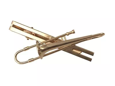 $49.37 • Buy Trombone Tie Clip Tie Pin Miniblings Trombone Trombonist Golden + Box