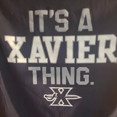 Xavier University Champion Small Mens Blue Double-sided Graphic Logo Tshirt • $14.99