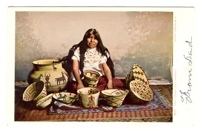 Indian Native American Postcard Pima Indian And Baskets 1906 Detroit • $1.99