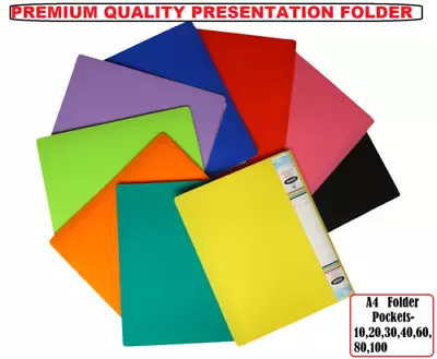 A4 Display Book/Presentation Folder Flexi Cover 10/20/30/40/60/80/100 Pockets UK • £2.75