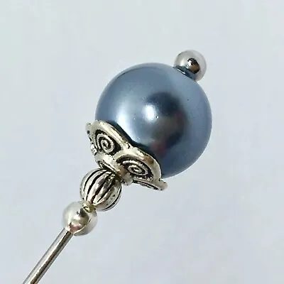 £3.99 • Buy Grey Pearl Hat Pin Vintage Antique Tibetan Silver Style 3  & Pin Protector