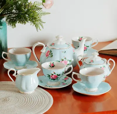 English Porcelain Tea Set Floral Vintage Style China Teapot Wedding Gift For Her • $83.97