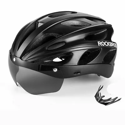 RockBros Bike Helmet With Goggle Visor Lightweight Open Face Road MTB Cycling • $31.95