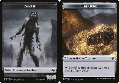 MTG 4x Zombie / Treasure Double Sided Token [Game Night: Free-for-All] • £1.75