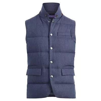 Ralph Lauren Purple Label Lloyd Quilted Wool Down Indigo Puffer Vest Jacket NWT • $566.22