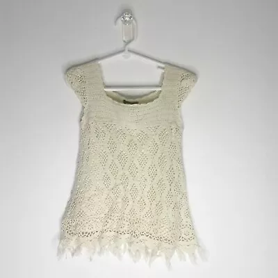 Matilda Jane Grace Top Crochet You And Me Boho Girls Ivory Cream Size 6 • $11.99