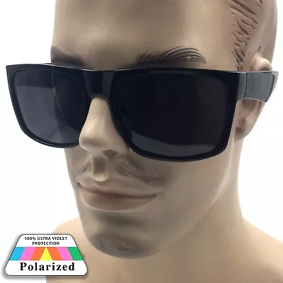 XL MENS Polarized Large Wide Frame Oversized Gangster Rectangle Shade Sunglasses • $12.99