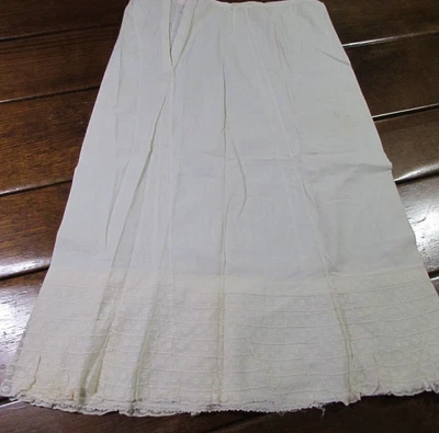 $12 • Buy Early 1900 Edwardian Ruffled Lace Bottom Full Length Cotton Petticoat