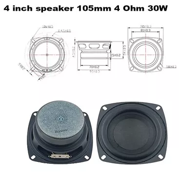 4  Inch 4Ohm 30W 105mm HIFI Bass Audio Speaker Woofer Subwoofer Loudspeaker 1X • $29.99