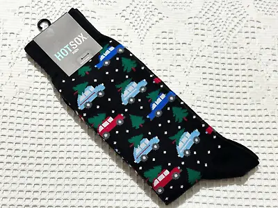 Festive Christmas Hot Sox Socks Home For Holidays * Black * Men 10-13 • $6.99