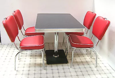 Retro 50s US Diner Furniture Kitchen Table + 4 Chairs Restaurant Seating Set Red • £1790