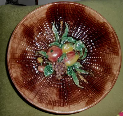 Majolica Bowl Plate Arsernal Pottery  Fruits Basket Antique 1850-1899 • $28
