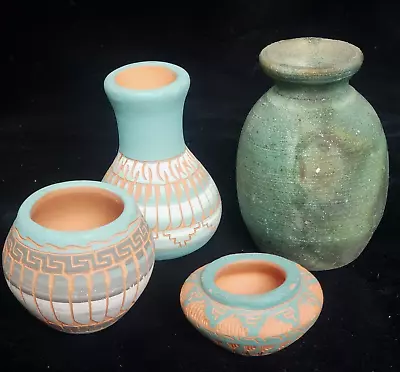 4 Vintage Navajo Miniature Pottery Cj Carol Johnson J Watson Rj  Signed • $25