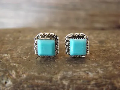 $26.99 • Buy Zuni Indian Sterling Silver Square Turquoise Post Earrings By Leander Cachini