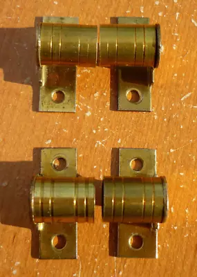 (TWO Pair) Vintage Brass Finish Outside Mount 3/8  Curtain Rod Barrel Brackets • $19.65