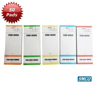 50 ORDER PADS COLOUR Food Bar Takeaway Waiter 100 SHEETS PER PAD BF84 Pad 84 • £24.87