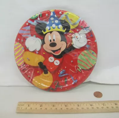 New Vintage Disney MICKEY MOUSE 8 PAPER CAKE PLATES Hallmark Party Express • $4.54