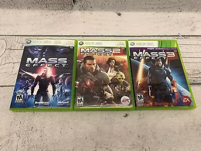 Mass Effect 1 + 2 + 3 (Microsoft Xbox 360) Trilogy Set Lot Of 3 ~ Tested • $8.97