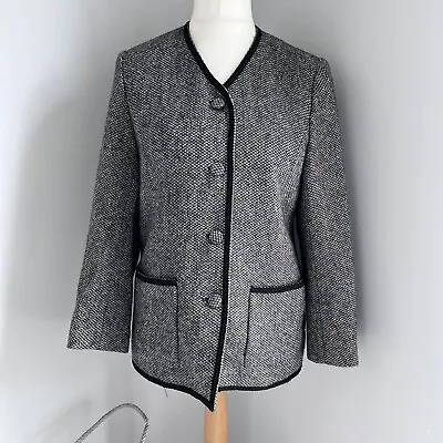 DONEGAL DESIGN Jacket Medium Fits UK16 100% Wool Grey Tweed Coat Made In Ireland • $55.95
