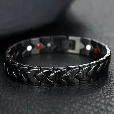 Titanium Super Strong Magnetic Therapy Bracelet Bio Healing Arthritis Bangle • £10.15