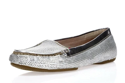 $39 • Buy Joan & David Womens Metallic Silver Sequined Slip On Flat Loafers Size 7 M