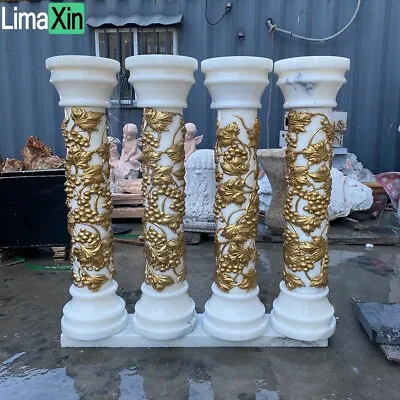 Natural Hand Carved White Marble Pillar Pedestals Column Church(one Pair) • $1424.05