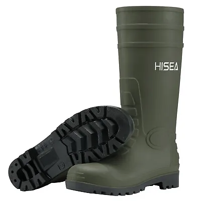 HISEA Men Rain Boots Seamless PVC Waterproof Fishing Farm Outdoor Mud Work Boots • $33.99