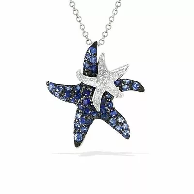 3.00CT Lab-Created Blue Sapphire Starfish Pendant 14k White Gold Plated • $76.99