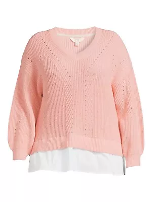 Terra & Sky Women's Plus Size 2X 20W-22W Shaker Knit Sweater Pearl Blush NWT • $14.95