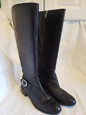 Vince Camuto Size 8.5M/38.5 VC Volero 2 Black Leather Tall Biker Riding Boots • $35