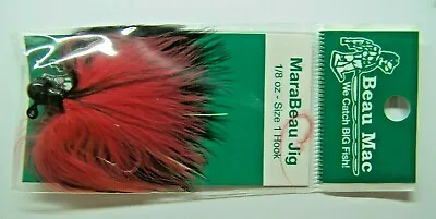 Beau-Macs Marabou Salmon Steelhead Jig Black Red Black 1/8oz Fishing Lure NEW • $2.89