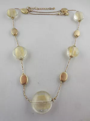 PREMIER QUALITY Venetian Murano Lampwork Gold Glass Bead Chain Design Necklace • $7.99