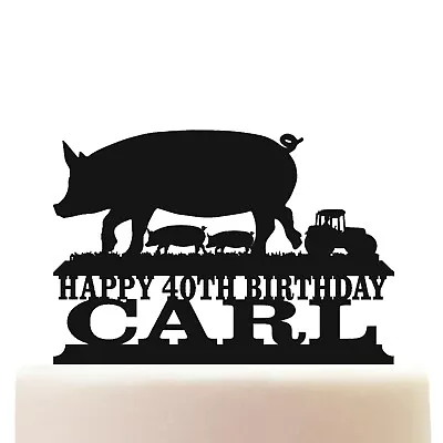 Acrylic Pig Farm Animal Cake Topper Decoration • £10.75