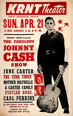 1968 Johnny Cash June Carter Carl Perkins Concert Poster 13 X 19  Photo • $29.15