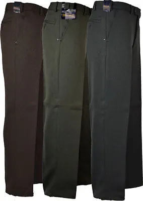 Mens Expand-A-Band Cavalry Twill  Trousers/Pants Self Adjusting Waist Band 32-48 • £23.99