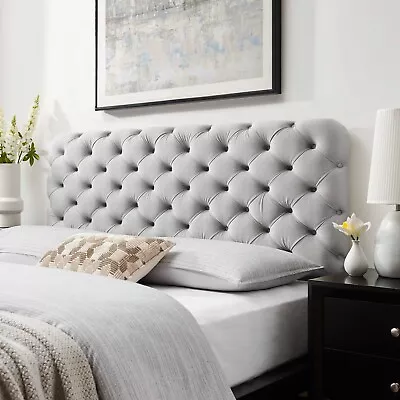 Modway Lizzy Tufted Performance Velvet Full/Queen Headboard In Light Gray • $150.51