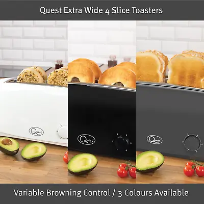 Quest 4-Slice Toasters With Extra Wide Slots / Variable Browning Control 1400W • £25.99