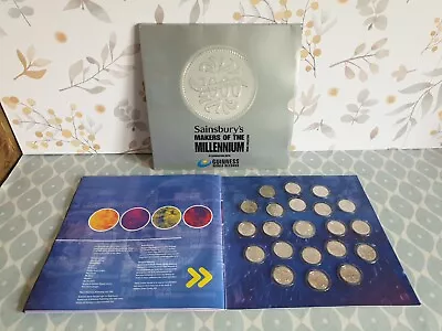 Sainsburys Makers Of The Millennium Medal Coin Collection Silver Folder 2000 Set • £29.99