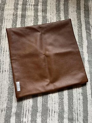 Woven Nook Faux Leather Throw Pillow Cover Brown Pebble Grain 18  • $16