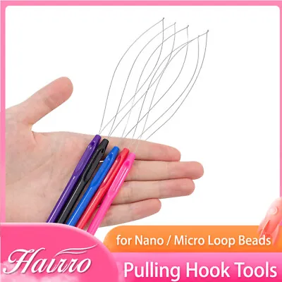 Hair Extention Hook Pulling Needle Threader Micro Rings Beads Loop Puller Tools • £9.99
