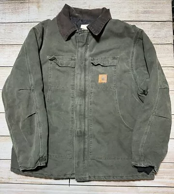 Vtg Carhartt Men Arctic Quilt Lined Distressed Barn Chore Jacket C26 MOS 2XL USA • $79.99