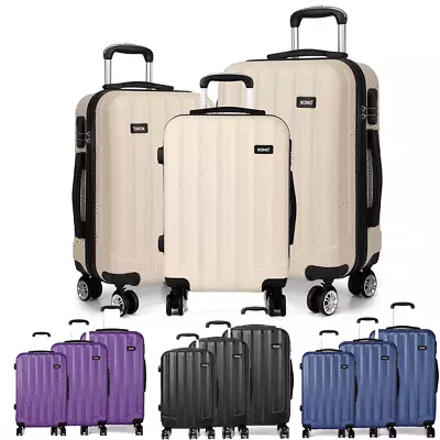 Hard Shell Cabin ABS Suitcase 4 Wheel Luggage Trolley Case Lightweight Ryanair • £28.98