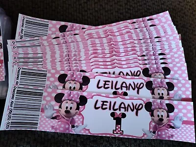 12 MINNI MOUSE PERSONALIZED Water Bottle Labels Printed And Shipped • $12.59