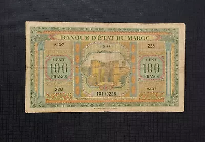 Marocco 100 Francs P27 1944 • $59