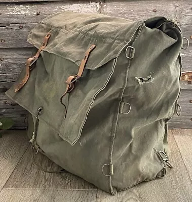 Vintage Army Backpack Military Rucksack Military Olive Green Men’s Bag • $66.60