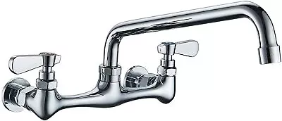 Wall Mount Commercial Kitchen Faucet Sink 8 In Center Tap 12 In Swivel Spout • $43.99