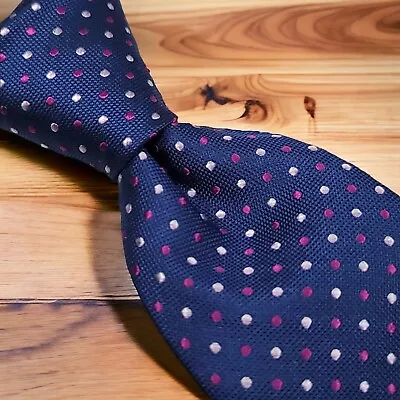 JOS A BANK RESERVE 100% Silk Elegant Tie Polkadot Color Blue & Magenta NWT - NEW • $29.99